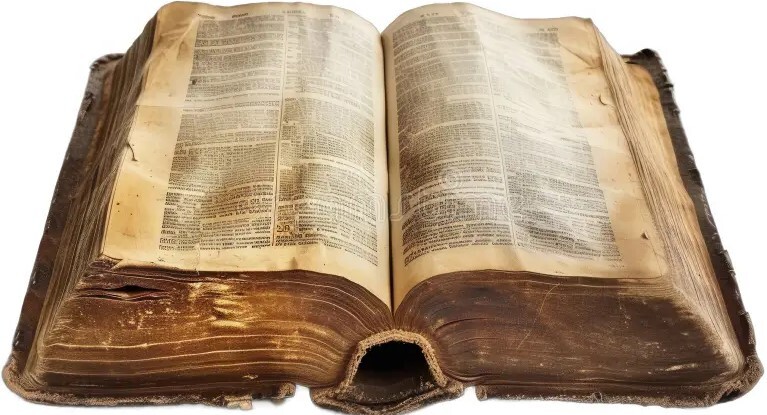 Old book containing curved pages