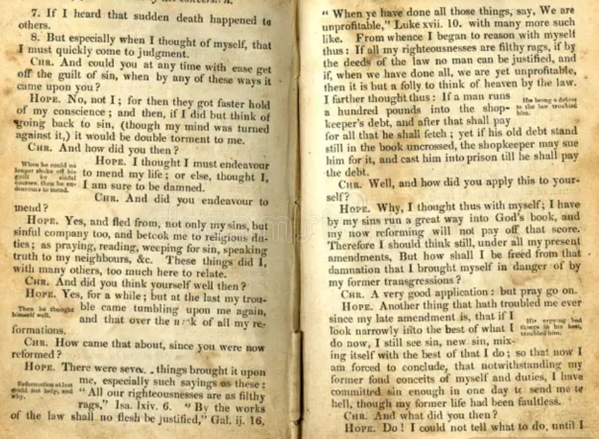 Old printed book page with yellowed paper and faded ink